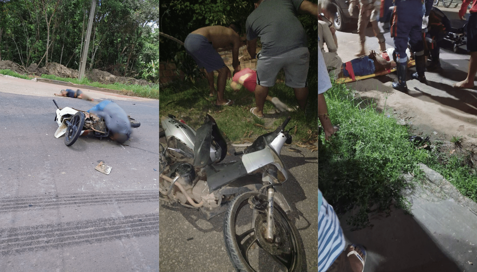 Pelo menos três acidentes envolvendo motocicletas foram registrados em diferentes pontos de Barcarena, no domingo (24)